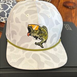 White Camo Cap with Fish Embroidery